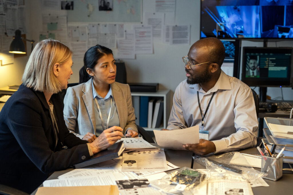 A staff meeting to discuss helping business security