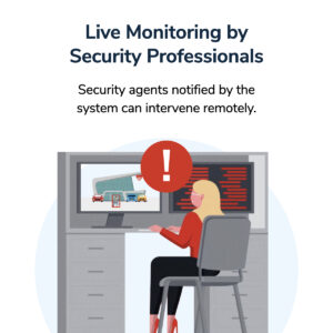 An illustration of live video monitoring by a security professional