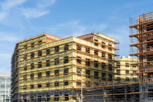 A building under construction that has not been connected to the power grid.
