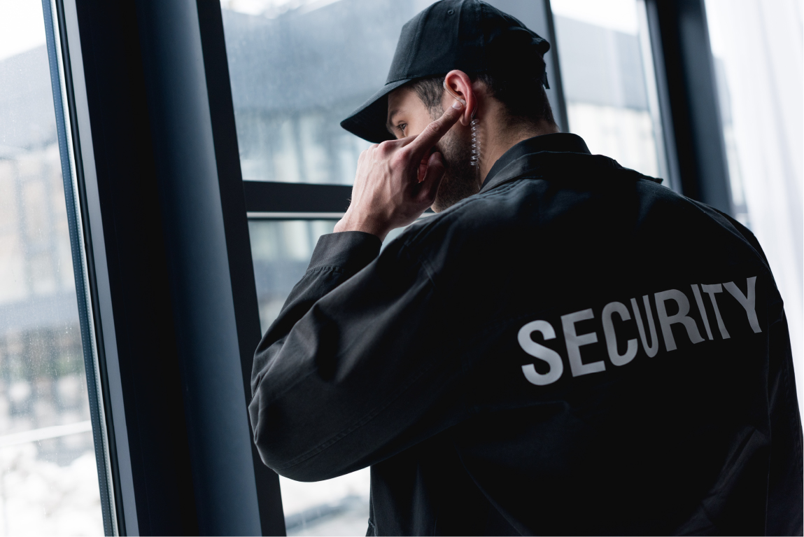 A security agent protects a business.