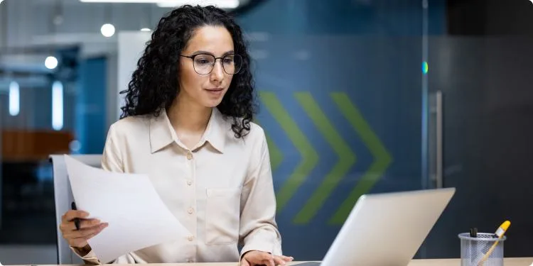 Woman working at her desk