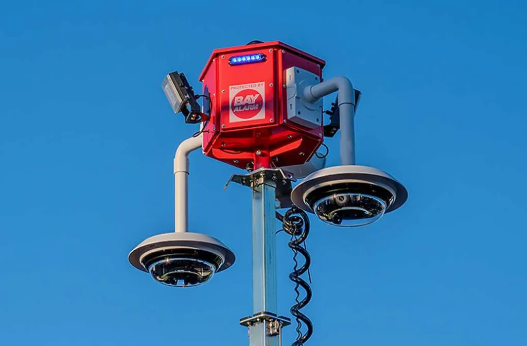 Bay Alarm mobile security unit against a blue sky