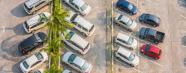 angle cars parked in a parking lot